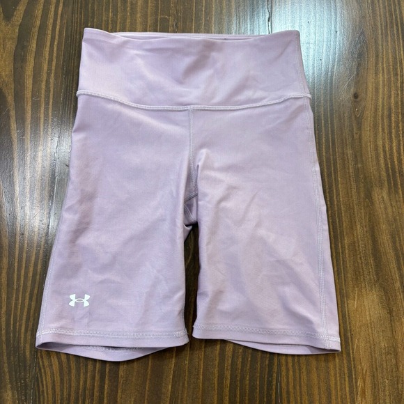 💜 Under Armour HeatGear Shorts 🩳 Women's XS Lavender Pocket‎ Compression ✨ - Picture 1 of 6